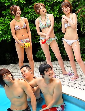 Really sexy Japanese pool party