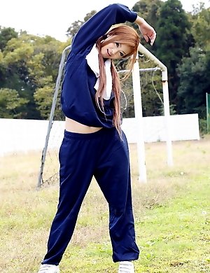 An Umemiya poses out on the field