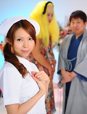 Horny nurse Rino Asuka teases on tv